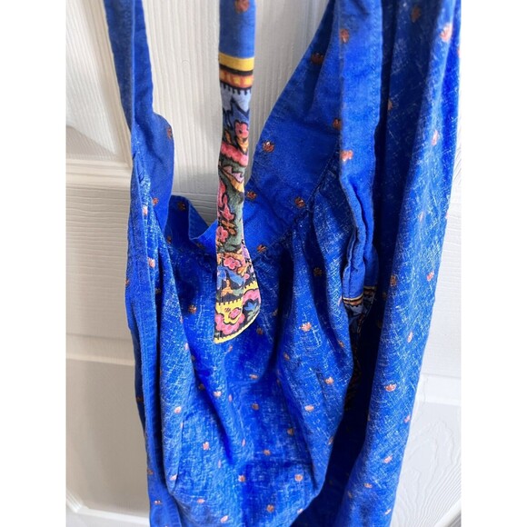 Vintage Half Apron 1970’s True Blue Boho Double Pockets Cottagecore Baking Retro - Picture 5 of 5